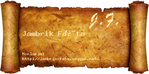 Jambrik Fáta névjegykártya